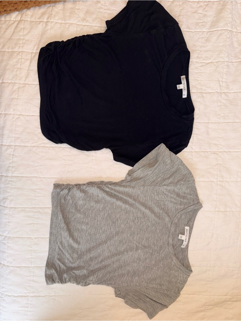 Madewell Women's Crop Tee - Black and Gray